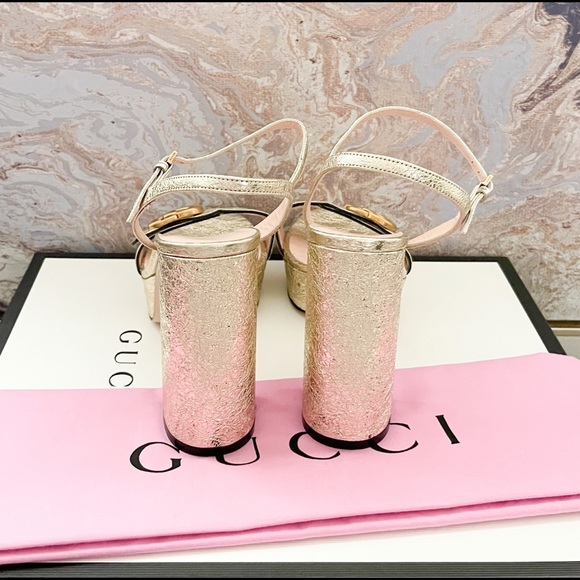 Sold New! Gucci GG Marmont Metallic Gold Sandals - Picture 7 of 10